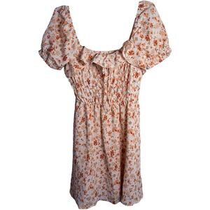 ZAFUL Women Square Neck Short Puff Sleeve Mini Dress with Elastic Waist in Small
